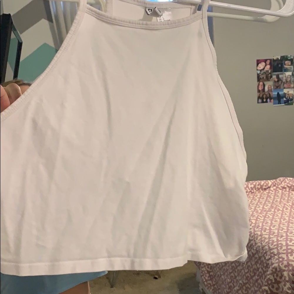 white halter cropped tank top